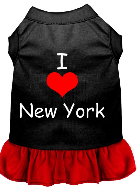 I Heart New York Screen Print Dress Black with Red Med